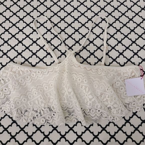 Vanilla Beach Cream Crocheted Bikini Top Size Large - Picture 1 of 8